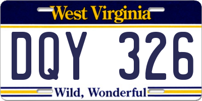 WV license plate DQY326