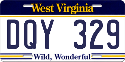 WV license plate DQY329