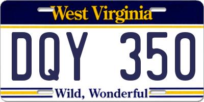 WV license plate DQY350