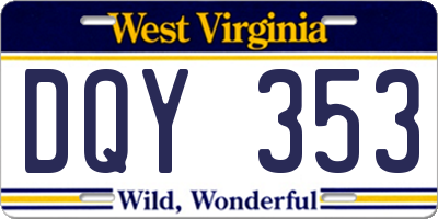 WV license plate DQY353