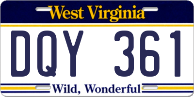 WV license plate DQY361