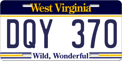 WV license plate DQY370