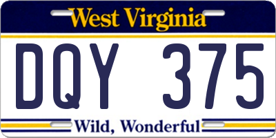 WV license plate DQY375