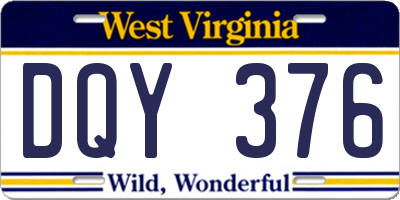 WV license plate DQY376