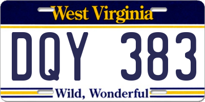 WV license plate DQY383