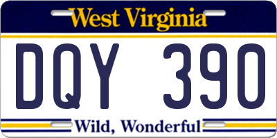 WV license plate DQY390