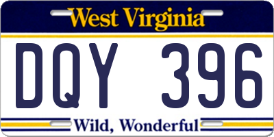 WV license plate DQY396
