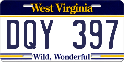 WV license plate DQY397