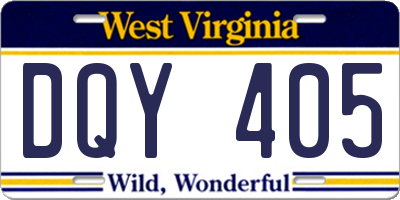 WV license plate DQY405