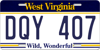 WV license plate DQY407