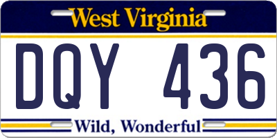 WV license plate DQY436