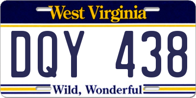 WV license plate DQY438