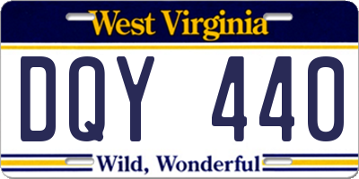 WV license plate DQY440