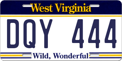 WV license plate DQY444