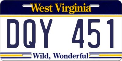 WV license plate DQY451