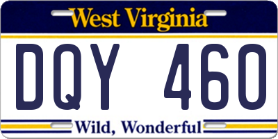 WV license plate DQY460