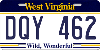 WV license plate DQY462