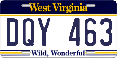 WV license plate DQY463