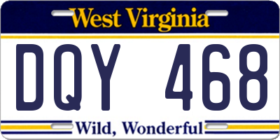 WV license plate DQY468