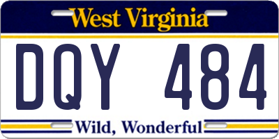 WV license plate DQY484