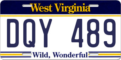 WV license plate DQY489