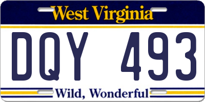 WV license plate DQY493