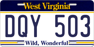 WV license plate DQY503
