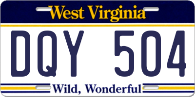 WV license plate DQY504