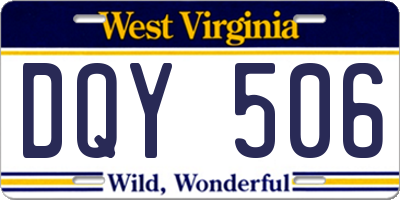 WV license plate DQY506