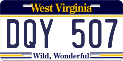 WV license plate DQY507