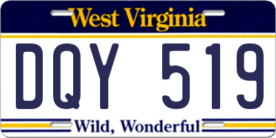 WV license plate DQY519