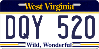 WV license plate DQY520