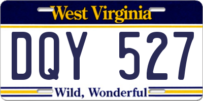 WV license plate DQY527