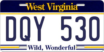 WV license plate DQY530