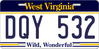 WV license plate DQY532