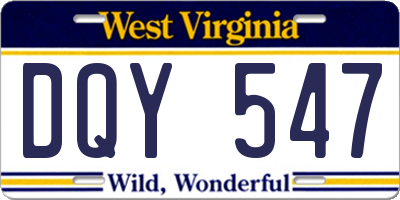 WV license plate DQY547