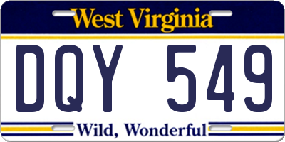 WV license plate DQY549