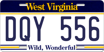 WV license plate DQY556