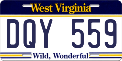 WV license plate DQY559