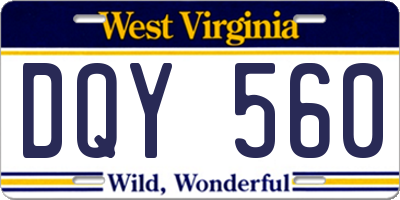 WV license plate DQY560