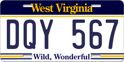 WV license plate DQY567