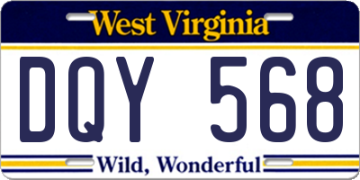 WV license plate DQY568