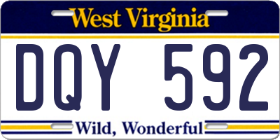 WV license plate DQY592