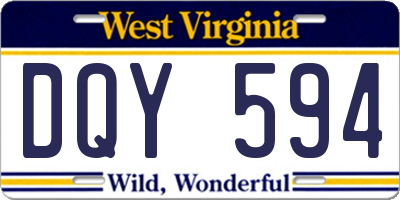 WV license plate DQY594