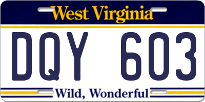 WV license plate DQY603