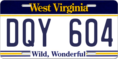 WV license plate DQY604