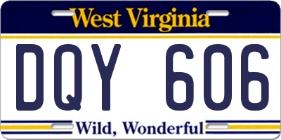 WV license plate DQY606