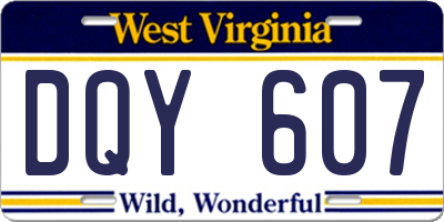 WV license plate DQY607