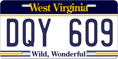 WV license plate DQY609