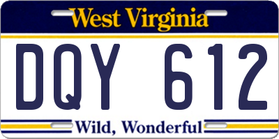 WV license plate DQY612